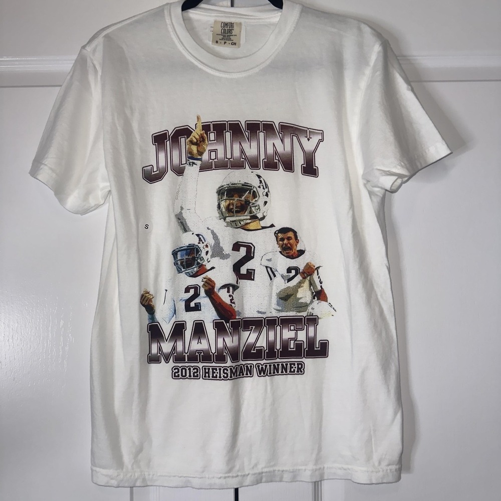 Texas A&M Aggies Shirt Mens Small White NCAA Football Comfort Colors Manziel